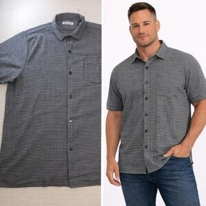 Tommy Bahama Mens XXL Silk Cotton Short Sleeve Button Down Shirt Grid Pattern